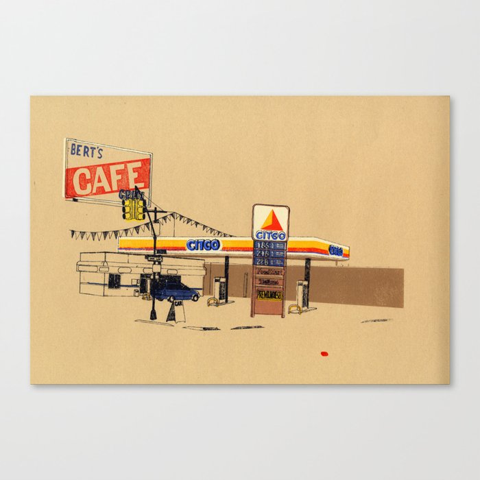 Berts Cafe screenprint Canvas Print