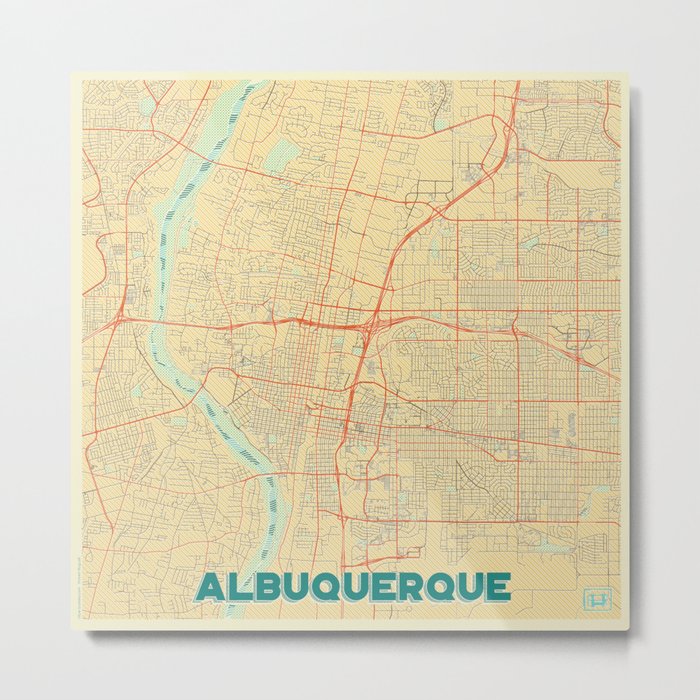 Albuquerque Map Retro Metal Print