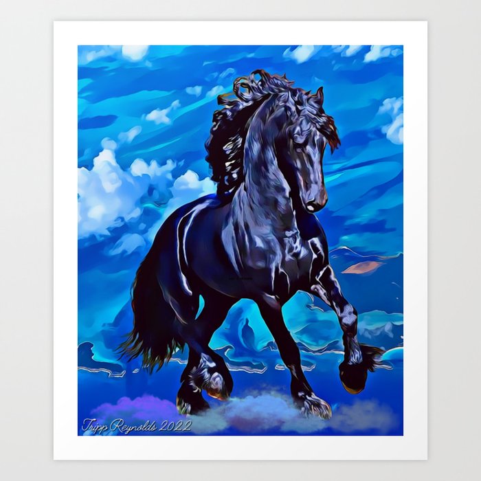 Stallion in the Wind Art Print