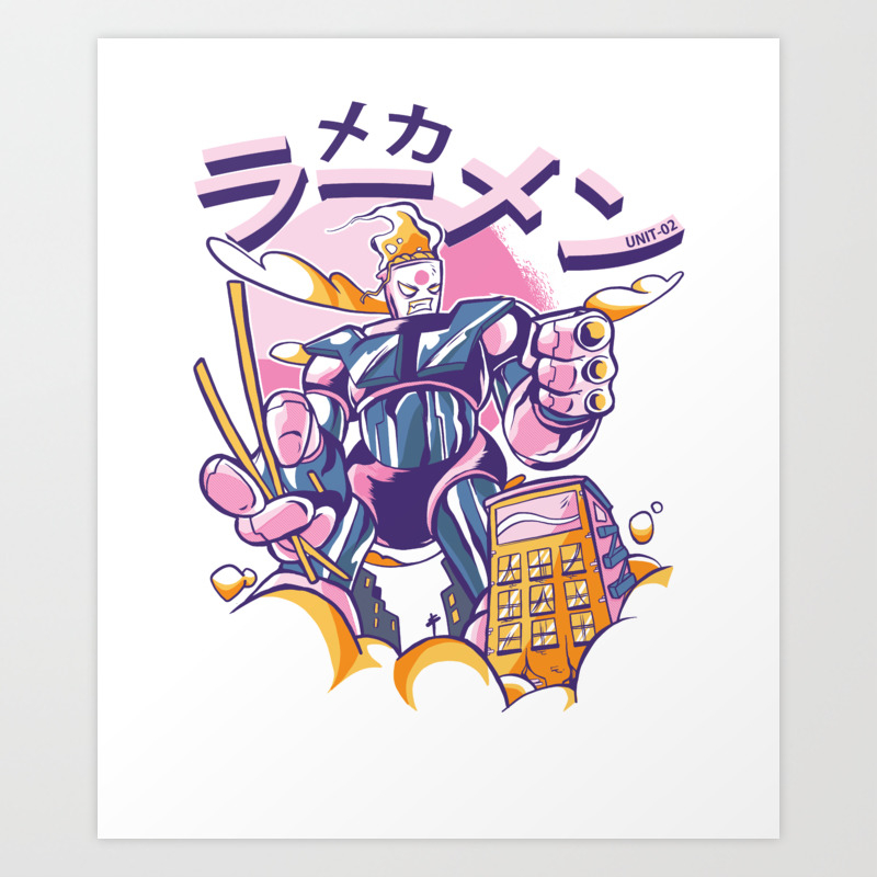 Japanese Ramen Mecha Robot Art Print By Samuelthomas Society6