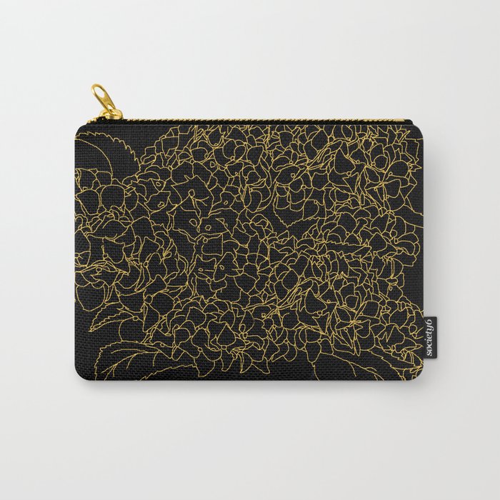 Floral 1 Hydrangea Black Carry-All Pouch