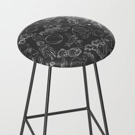 Dark Grey and White Toys Outline Pattern Bar Stool