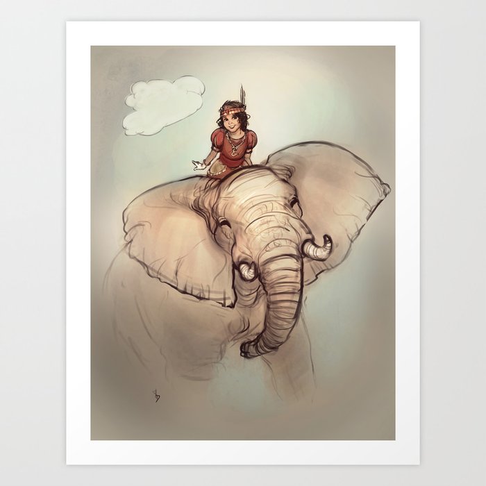 A Princess and Her Elephant Art Print