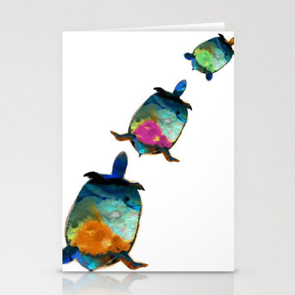 Bright Colorful Turtle Art by Sharon Cummings Stationery Cards