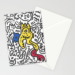 Hand Drawn Graffiti Art With Monsters in Black and White and Color Stationery Cards