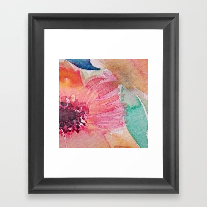 Watercolor flowers and leaves Framed Art Print