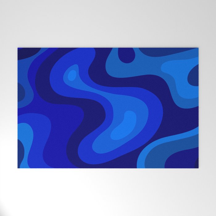 Blue Abstract Art Colorful Blue Shades Design Welcome Mat