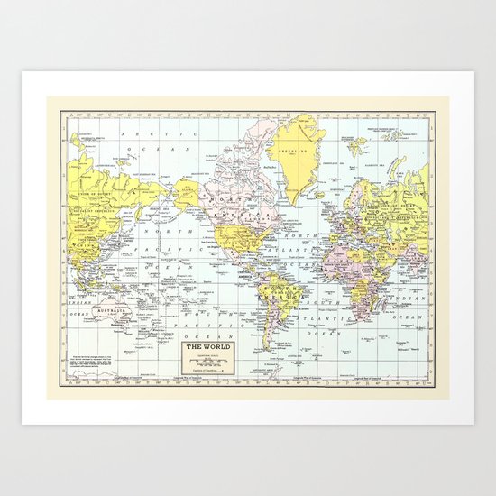 Vintage World Map Art Print