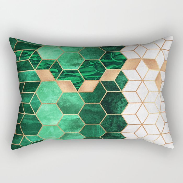 Emerald Cubes And Hexagons Rectangular Pillow by Elisabeth Fredriksson ...