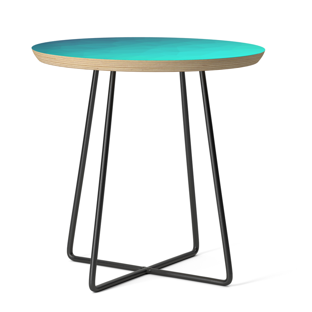 Blue Geometry Abstract Art. Modern Geometrical Navy Design. Neon Gift For Him Side Table by remioniart
