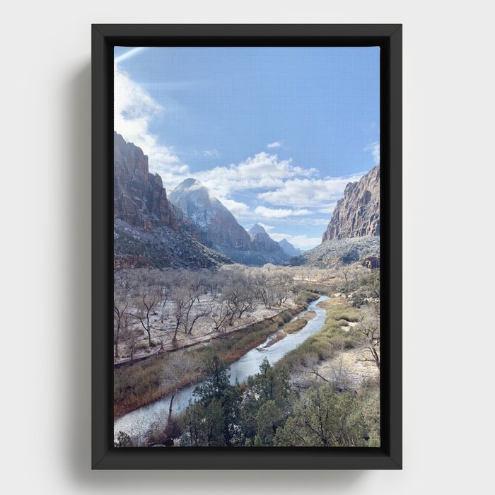 Zion Valley in the Winter Framed Canvas