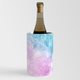 Pretty Pink & Blue Glitter Sparkles Wine Chiller