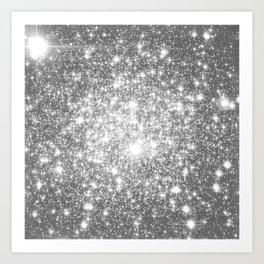 Silver Gray Galaxy Sparkle Stars Art Print