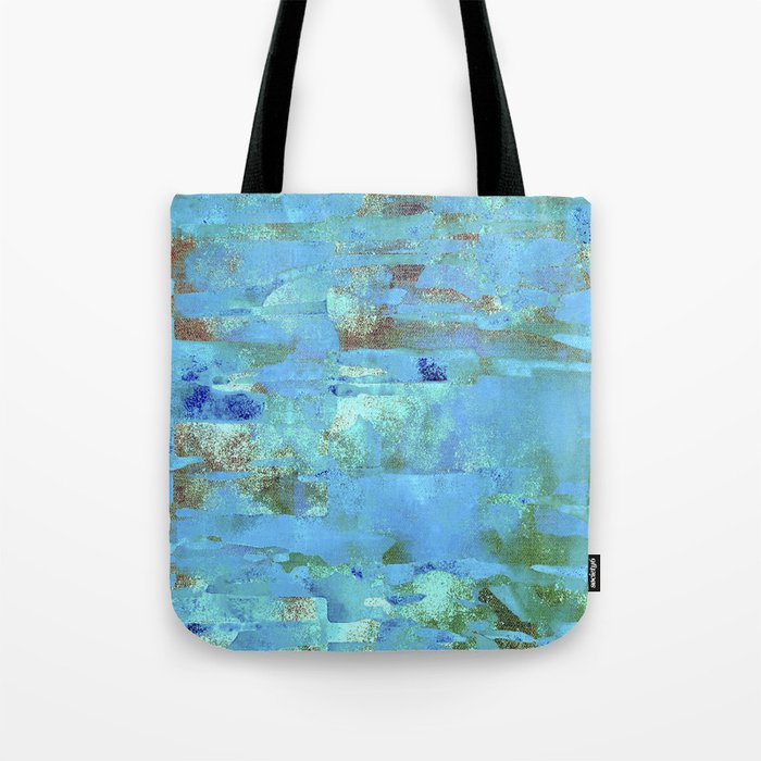 African Dye - Colorful Ink Paint Abstract Ethnic Tribal Organic Shape Art Teal Turquoise Tote Bag