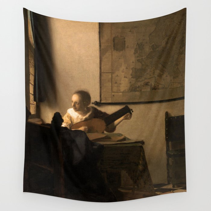 Johannes Vermeer "Woman with a Lute near a Window" Wall Tapestry