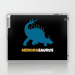 Funny Menosaurus Dinosaur Menorah 2021 Hanukkah Laptop Skin