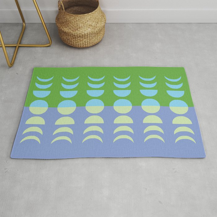 Moon Phases 25 in Purple Blue Greenery Rug