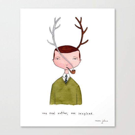 One real antler, one imagined Canvas Print