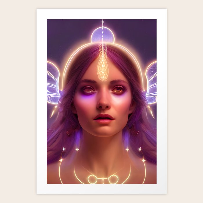 Purple Haze - Goddess of Light Digital Fantasy Artwork Art Print on Society6