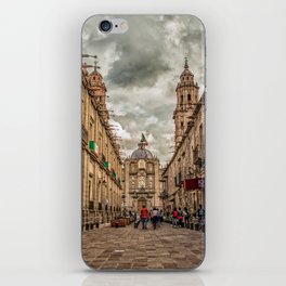 Mexico Photography - Beautiful Mexican Cathedral Under The Gray Clouds iPhone Skin
