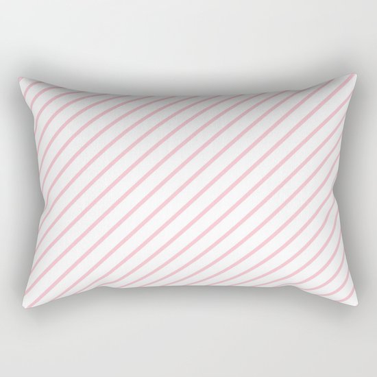 Diagonal Lines (Pink/White) Rectangular Pillow