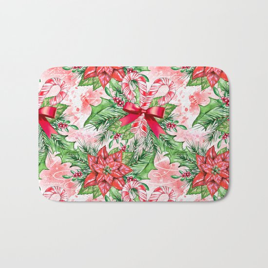 Poinsettia & Candy cane Bath Mat