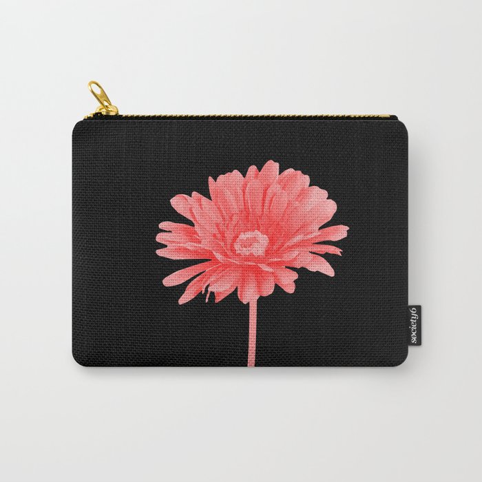 One Pink Gerbera with black background Carry-All Pouch