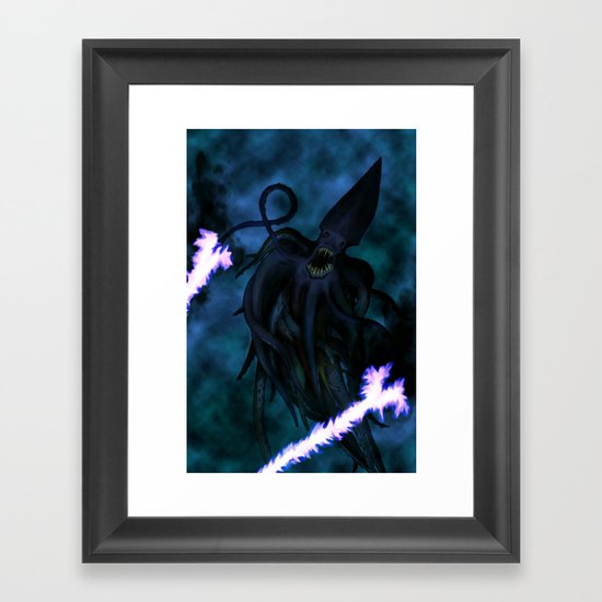 Squid Wizard Framed Art Print