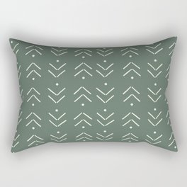 Arrow Lines Pattern in Forest Sage Green Rectangular Pillow