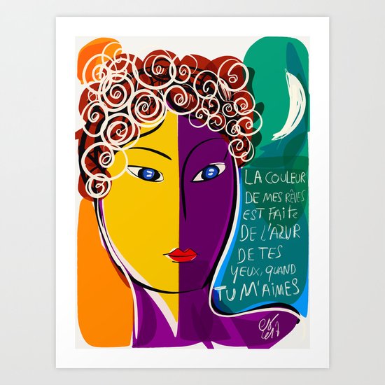 La couleur de mes rêves Pop Art Portrait Art Print