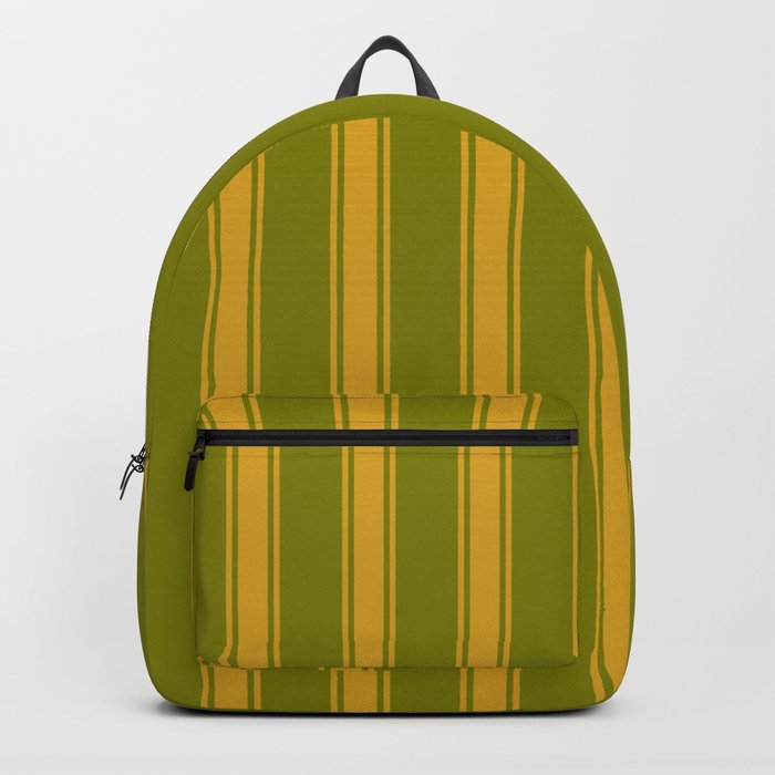 Green & Goldenrod Colored Stripes/Lines Pattern Backpack