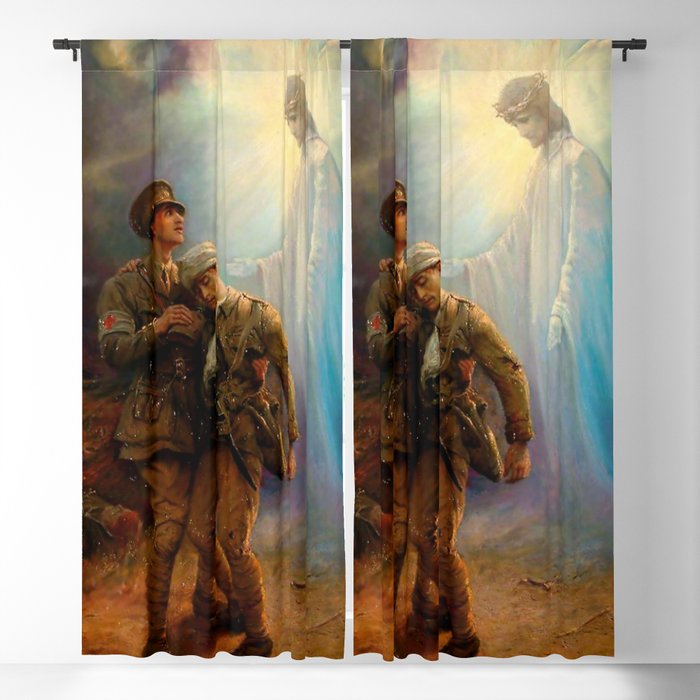 “White Comrade” Angel Art by George Swinstead Blackout Curtain