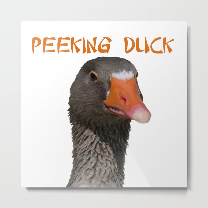 Peeking Duck Homonym Metal Print