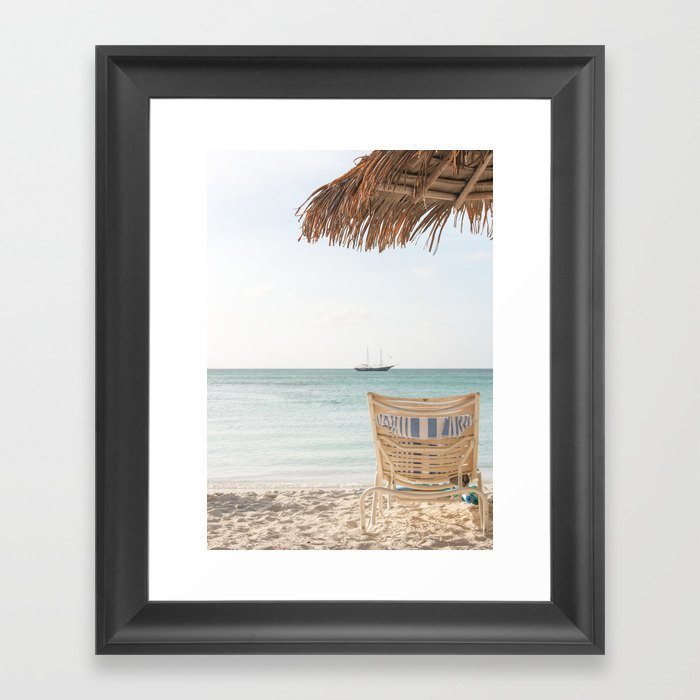 Summer Holiday Beach Photo | Aruba Island Ocean View Art Print | Caribbean Nature Travel Photography Framed Art Print