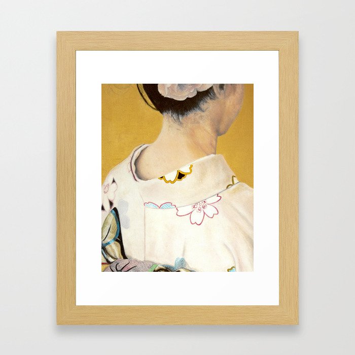 la fille au kimono - oil on canvas Framed Art Print
