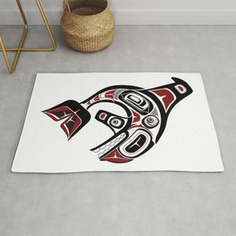 Pacific Orca design whale Northwest blackfish art formline black red Area & Throw Rug