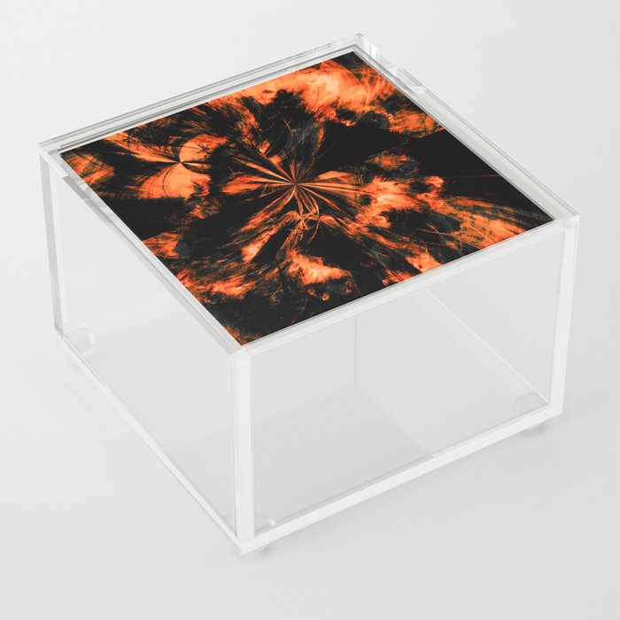 Black and Orange Fire Tie Dye Splash Abstract Artwork Acrylic Box
