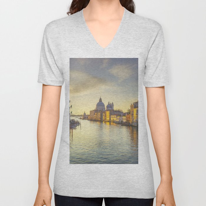 Venice Grand Canal and Santa Maria della Salute church V Neck T Shirt