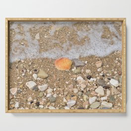 Sea shell on the beach Serving Tray