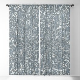 Intricate Mandala Dark Blue Sheer Curtain