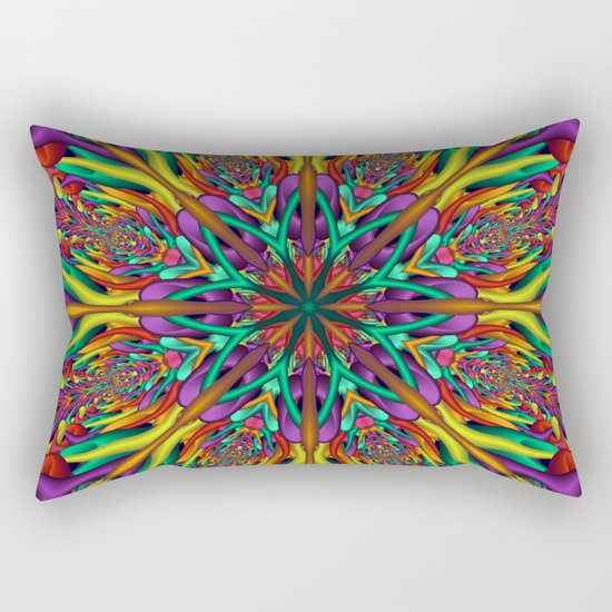 Crazy colors 3D mandala Rectangular Pillow