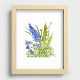 Blue and White Flowers Recessed Framed Print