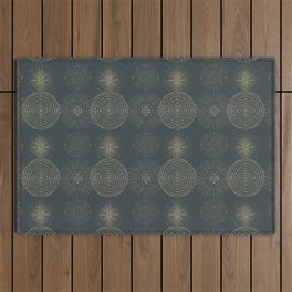 Grey Gold African Tribal Pattern Outdoor Rug