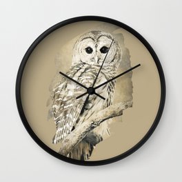 Sepia Owl Wall Clock