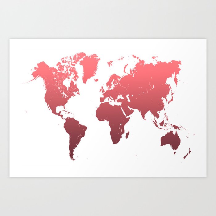 World Map Abstract Pink Art Print By Jennyrainbow Society6