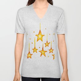Gold Stars Christmas festive V Neck T Shirt
