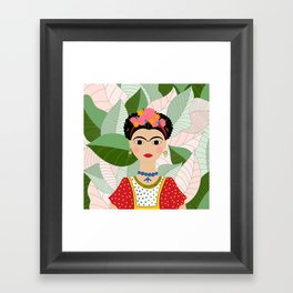 Frida Kahlo Portrait Digital Draw Framed Art Print