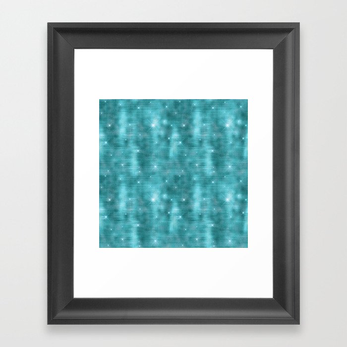 Glam Turquoise Diamond Shimmer Glitter Framed Art Print