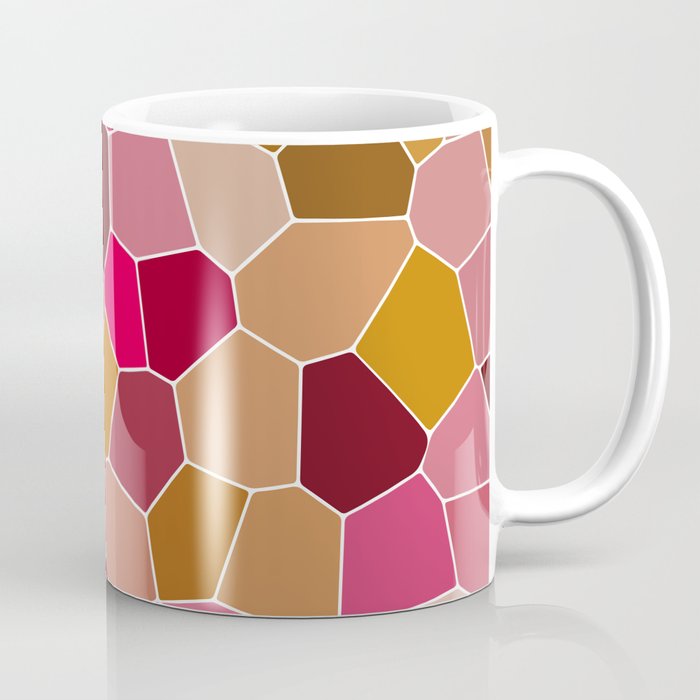 Hexagon Abstract Pink_Olive Coffee Mug