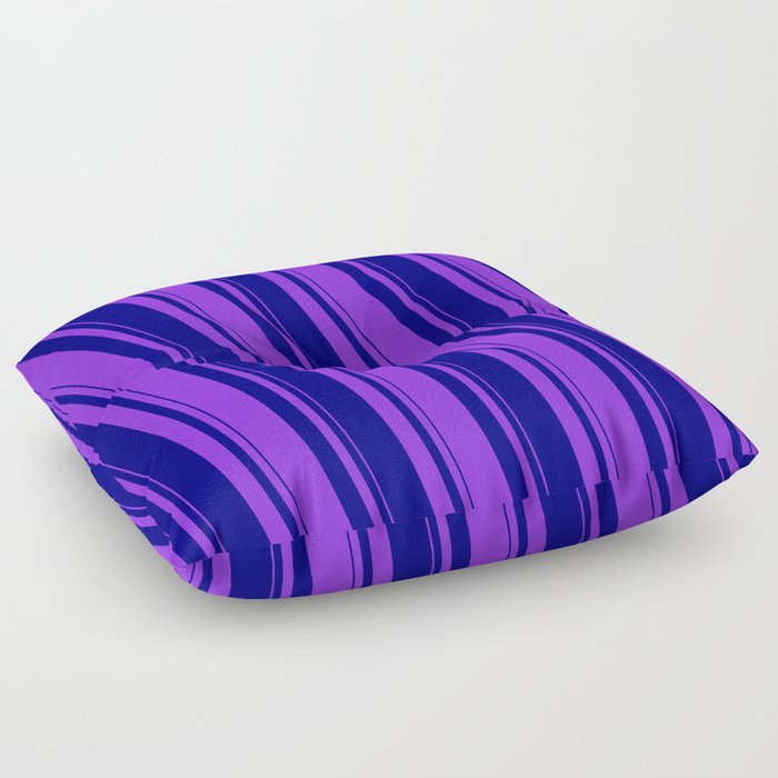 Blue & Purple Colored Pattern of Stripes Floor Pillow